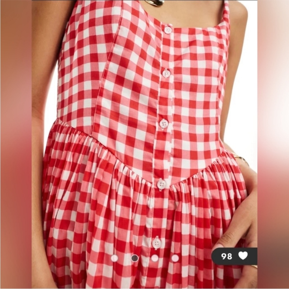 Red Gingham Maxi Dress | Size 10 - Picture 4 of 5